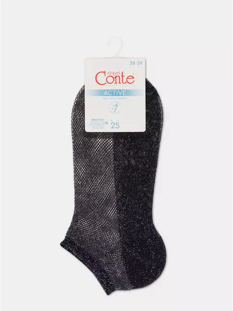 Ультракороткие носки из вискозы с ажурным переплетением active (ультракороткие, люрекс) 277 темно-синий, 21С-30СП, 36-37 (23), CONTE ELEGANT,  - 5