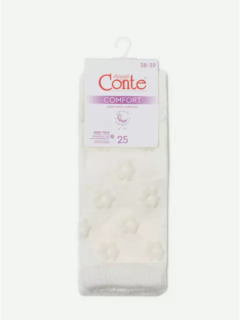 Махровые женские носки из хлопка с объемными рисунками conte comfort 548 молочный, 23С-17СП, 36-37 (23), CONTE ELEGANT,  - 6