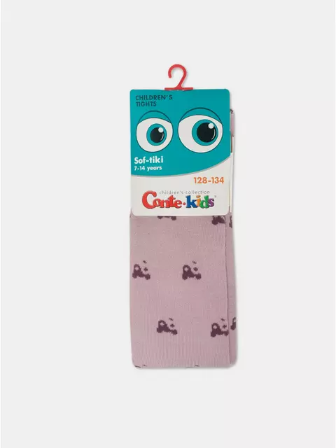 Теплые махровые детские колготки sof-tiki (махровые внутри) 652 пепельно-розовый, 7С-38СП, 128-134 (20), CONTE-KIDS,  - 3