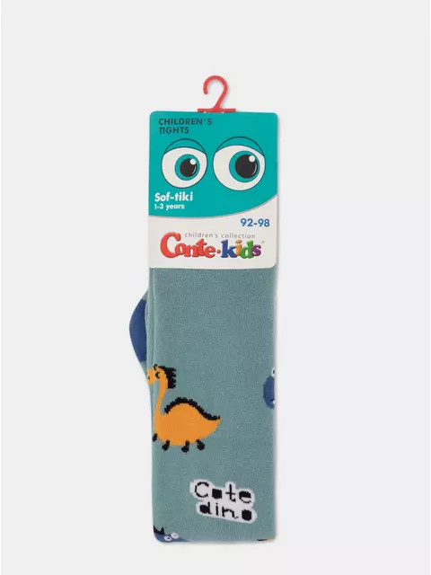 Теплые махровые детские колготки sof-tiki (махровые внутри) 656 серо-бирюзовый, 7С-38СП, 104-110 (16), CONTE-KIDS,  - 4