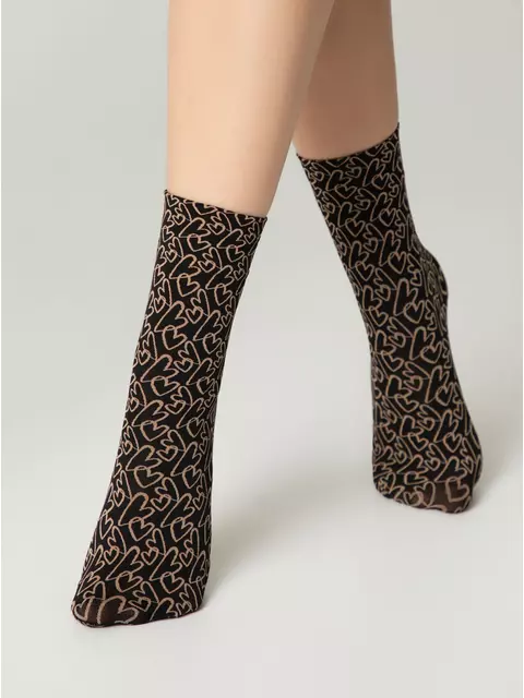 Плотные женские носки с рисунками«love» fantasy nero-natural, 23С-83СП, 36-39 (23-25), CONTE ELEGANT,  - 1