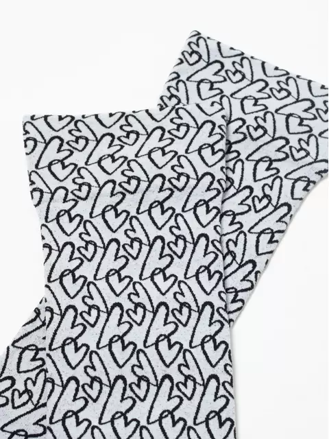 Плотные женские носки с вывязанным рисунком «сердечки» conte fantasy 23с-84сп nero-bianco, 23С-84СП, 36-39 (23-25), CONTE ELEGANT,  - 7