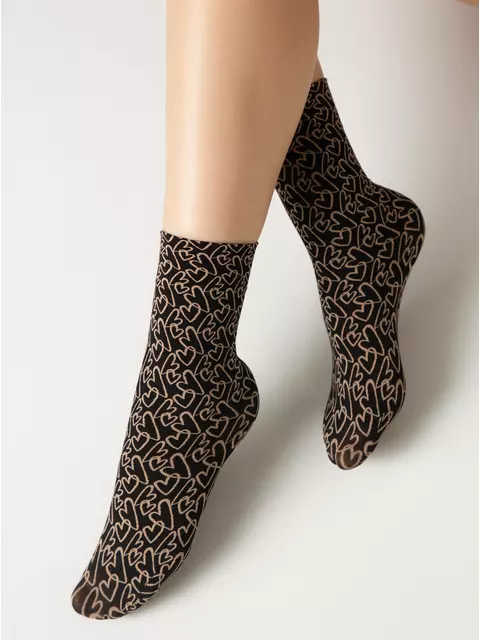 Плотные женские носки с рисунками«love» fantasy nero-natural, 23С-83СП, 36-39 (23-25), CONTE ELEGANT,  - 3