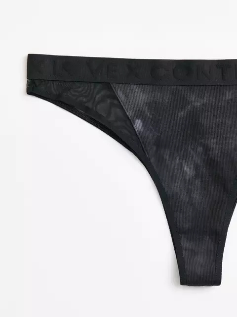 Трусы женские «бразилиана» из хлопка и эластичной сеточки rib with mesh lbr 2494 black tie dye, 22С-2507ТСП, 90/XS, CONTE ELEGANT,  - 6