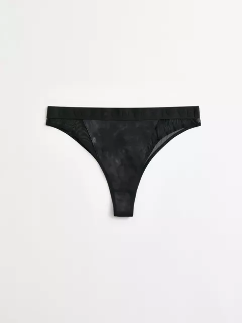 Трусы женские «бразилиана» из хлопка и эластичной сеточки rib with mesh lbr 2494 black tie dye, 22С-2507ТСП, 90/XS, CONTE ELEGANT,  - 5