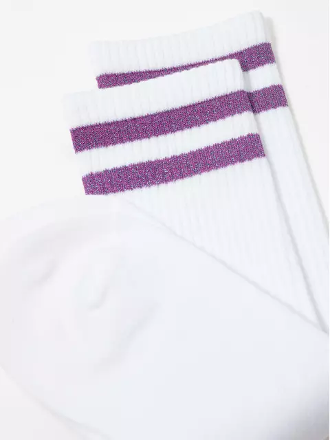 Носки женские хлопковые с яркими полосками из люрекса active 157 белый-сиреневый, 19С-65СП, 36-37 (23), CONTE ELEGANT,  - 6