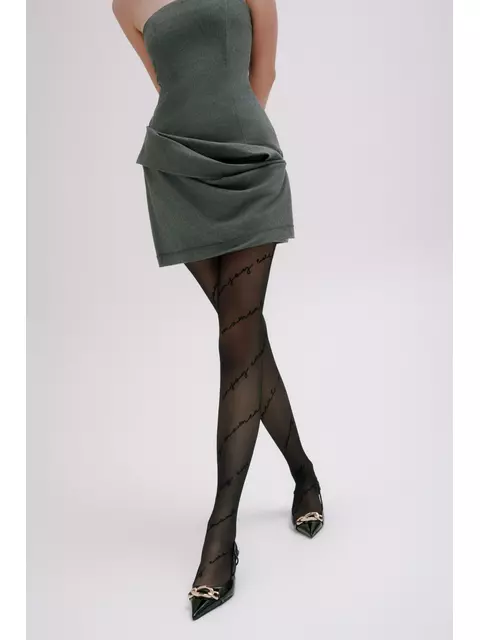 Колготки c диагональными надписями conte sentiment nero, 23С-66СП, 4, CONTE ELEGANT,  - 3