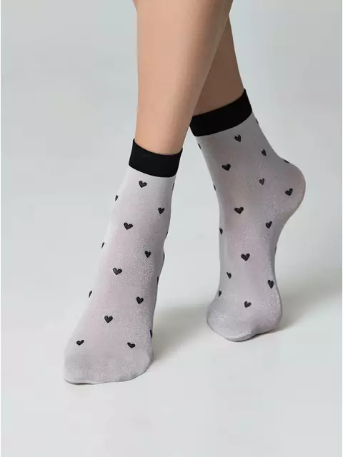 Носки женские с объемными рисунками «hearts» conte fantasy 23с-109сп silver-bianco, 23С-109СП, 36-39 (23-25), CONTE ELEGANT,  - 2