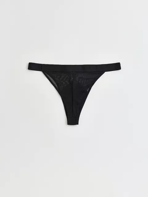 Трусы женские «танга» из хлопка и эластичной сеточки rib with mesh lta 2495 black, 22С-2508ТСП, 90/XS, CONTE ELEGANT,  - 4