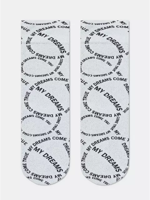 Плотные женские носки с вывязанным рисунком «my dreams» conte fantasy 23с-80сп nero-bianco, 23С-80СП, 36-39 (23-25), CONTE ELEGANT,  - 4