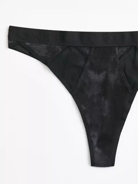 Трусы женские «бразилиана» из хлопка и эластичной сеточки rib with mesh lbr 2494 black tie dye, 22С-2507ТСП, 90/XS, CONTE ELEGANT,  - 8