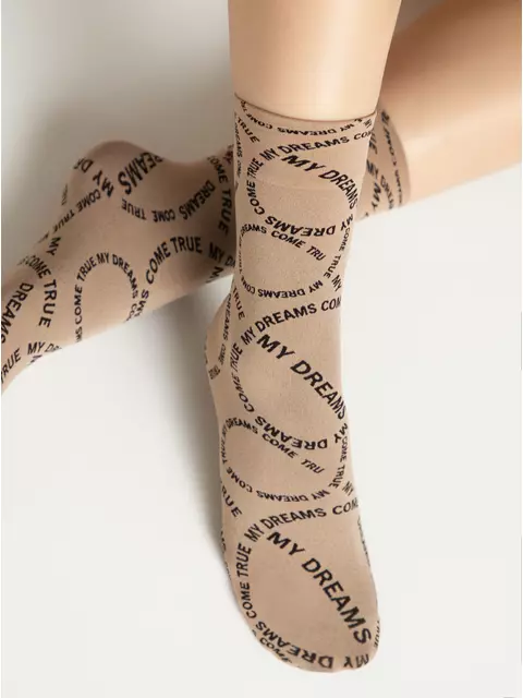 Плотные женские носки с вывязанным рисунком «my dreams» conte fantasy 23с-80сп nero-natural, 23С-80СП, 36-39 (23-25), CONTE ELEGANT,  - 1
