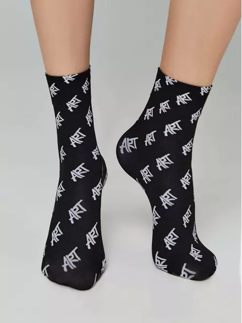 Плотные женские носки с рисунками «art» fantasy nero-bianco, 23С-82СП, 36-39 (23-25), CONTE ELEGANT,  - 1