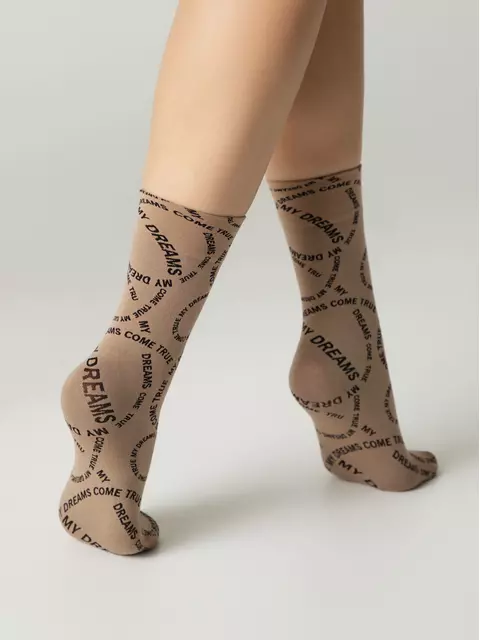 Плотные женские носки с вывязанным рисунком «my dreams» conte fantasy 23с-80сп nero-natural, 23С-80СП, 36-39 (23-25), CONTE ELEGANT,  - 6