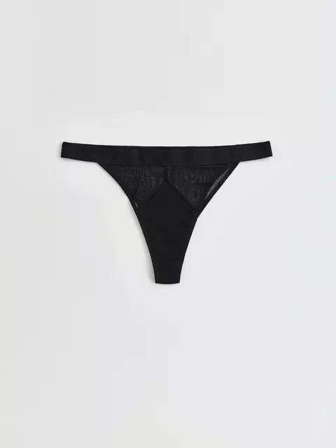 Трусы женские «танга» из хлопка и эластичной сеточки rib with mesh lta 2495 black, 22С-2508ТСП, 90/XS, CONTE ELEGANT,  - 3