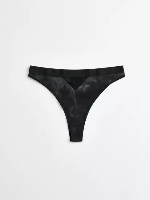 Трусы женские «бразилиана» из хлопка в рубчик и эластичной сеточки rib with mesh lbr 2497 black tie dye, 22С-2510ТСП, 90/XS, CONTE ELEGANT,  - 6