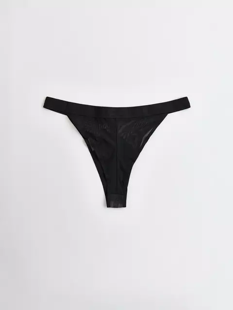 Трусы женские «танга» из хлопка и эластичной сеточки rib with mesh lta 2495 black tie dye, 22С-2508ТСП, 90/XS, CONTE ELEGANT,  - 5