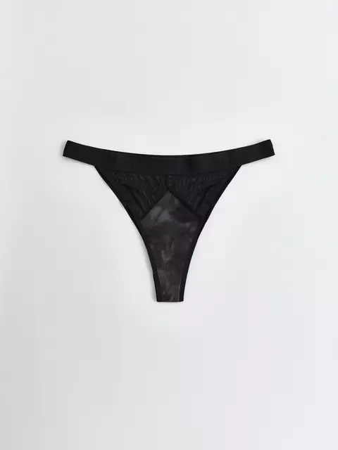 Трусы женские «танга» из хлопка и эластичной сеточки rib with mesh lta 2495 black tie dye, 22С-2508ТСП, 90/XS, CONTE ELEGANT,  - 4