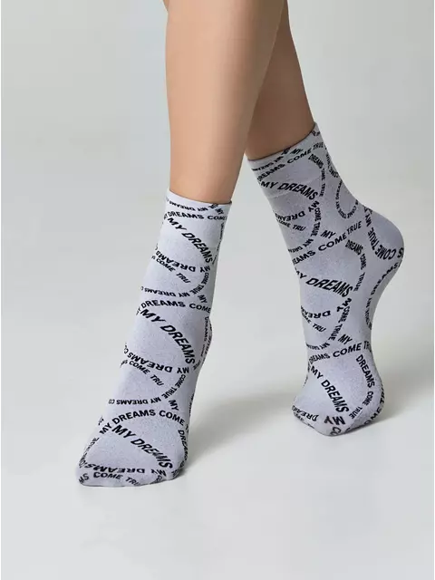 Плотные женские носки с вывязанным рисунком «my dreams» conte fantasy 23с-80сп nero-bianco, 23С-80СП, 36-39 (23-25), CONTE ELEGANT,  - 2