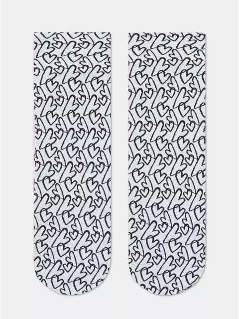Плотные женские носки с вывязанным рисунком «сердечки» conte fantasy 23с-84сп nero-bianco, 23С-84СП, 36-39 (23-25), CONTE ELEGANT,  - 4