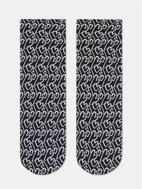 Плотные женские носки с рисунками «love» conte fantasy 23с-83сп nero-bianco, 23С-83СП, 36-39 (23-25), CONTE ELEGANT,  - 4