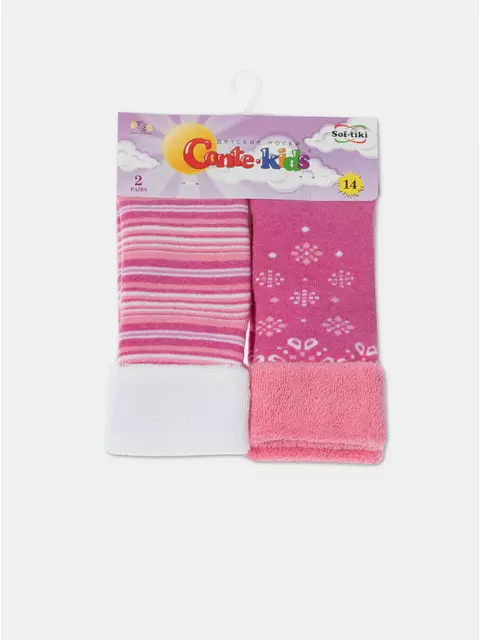 Махровые детские носки conte-kids sof-tiki (2 пары) 703 белый-розовый, 7С-92СП, 12, CONTE-KIDS,  - 1