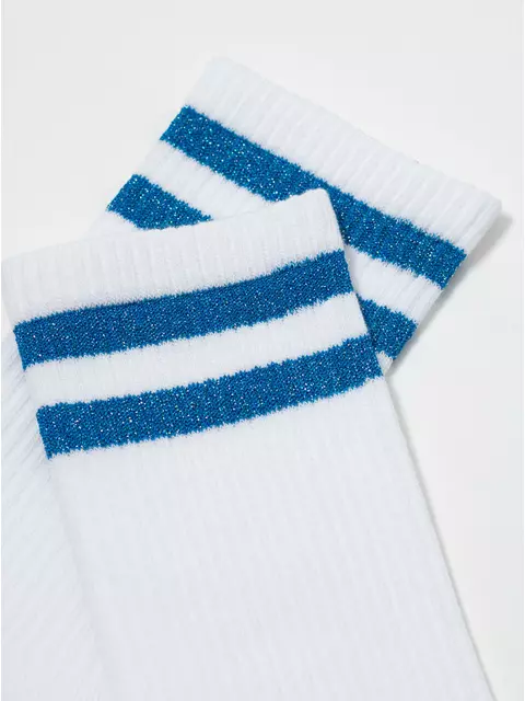 Носки женские хлопковые с яркими полосками из люрекса active 157 белый-синий, 19С-65СП, 38-39 (25), CONTE ELEGANT,  - 6