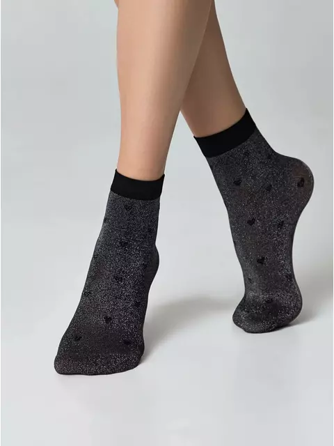 Носки женские с объемными рисунками «hearts» conte fantasy 23с-109сп silver-nero, 23С-109СП, 36-39 (23-25), CONTE ELEGANT,  - 2