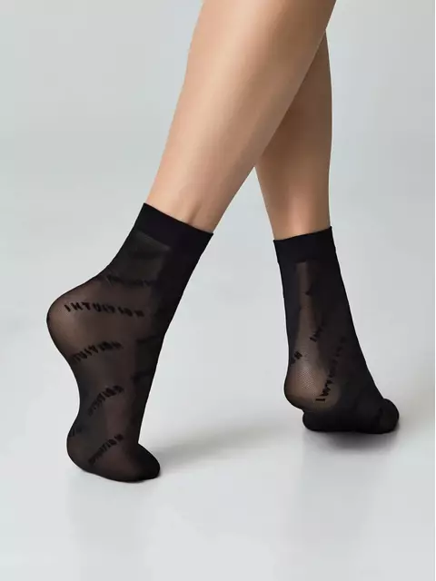 Носки женские с эффектом мелкой сетки и надписями «intuition» conte fantasy 23с-77сп nero, 23С-77СП, 36-39 (23-25), CONTE ELEGANT,  - 2