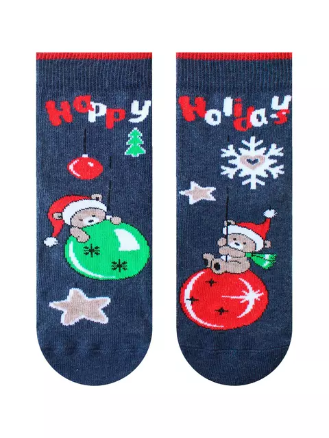 Носки детские (новый год) school 3079 брестские 8005 т.синий меланж, 20С3079, 19-20, БРЕСТСКИЕ,  - 2