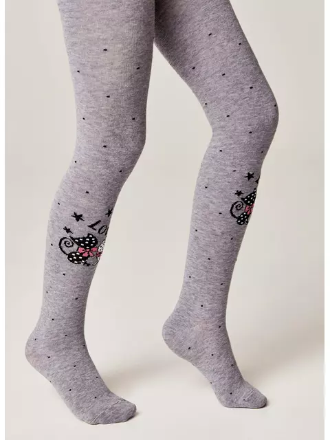 Колготки детские (рисунок) school​ 3280 брестские 1010 серый меланж, 14С3280, 128-134 (20), БРЕСТСКИЕ,  - 3