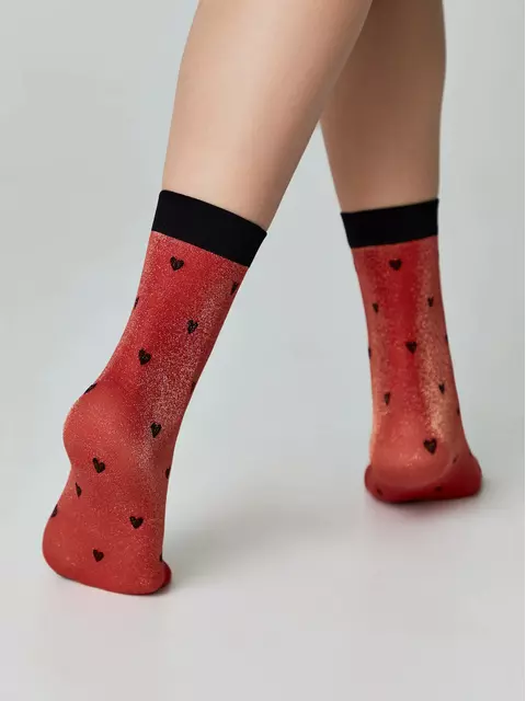Сияющие женские носки с объемными рисунками «hearts» fantasy gold-rosso, 23С-109СП, 36-39 (23-25), CONTE ELEGANT,  - 2