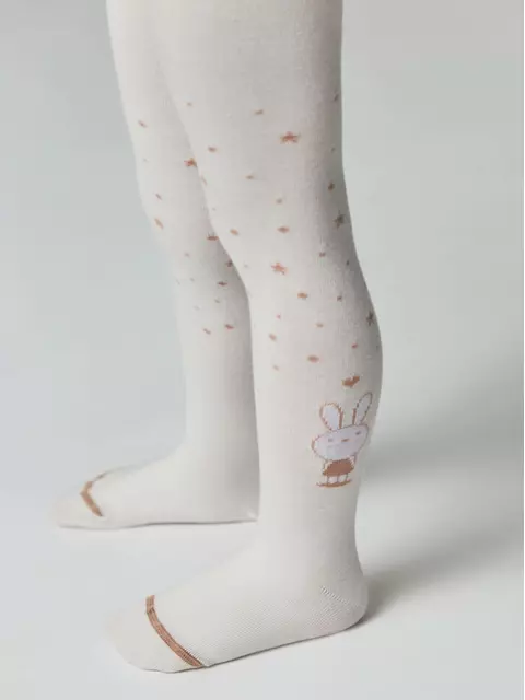 Колготки детские хлопковые tip-top 677 молочный, 4С-03СП, 104-110 (16), CONTE-KIDS,  - 3