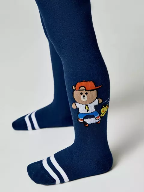 Колготки детские хлопковые tip-top 674 темно-синий, 4С-03СП, 104-110 (16), CONTE-KIDS,  - 2