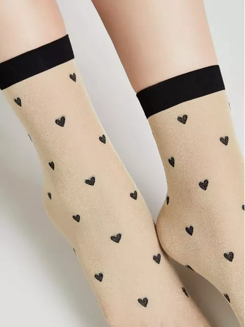 Сияющие женские носки с объемными рисунками «hearts» fantasy gold-natural, 23С-109СП, 36-39 (23-25), CONTE ELEGANT,  - 4