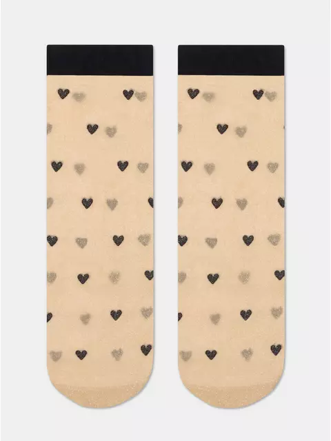 Сияющие женские носки с объемными рисунками «hearts» fantasy gold-natural, 23С-109СП, 36-39 (23-25), CONTE ELEGANT,  - 7
