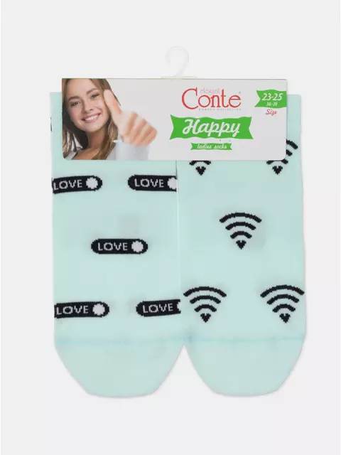 Носки женские happy с рисунками 613 бледно-бирюзовый, 17С-21СП, 36-39 (23-25), CONTE ELEGANT,  - 8