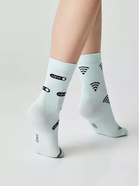 Носки женские happy с рисунками 613 бледно-бирюзовый, 17С-21СП, 36-39 (23-25), CONTE ELEGANT,  - 3