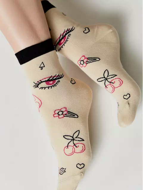 Носки женские happy с рисунками 605 бежевый, 17С-21СП, 36-39 (23-25), CONTE ELEGANT,  - 4