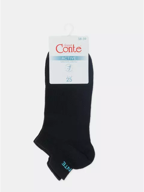 Ультракороткие хлопковые женские носки active с «язычком» 205 черный, 19С-245СП, 39-41 (25-27), CONTE ELEGANT,  - 10