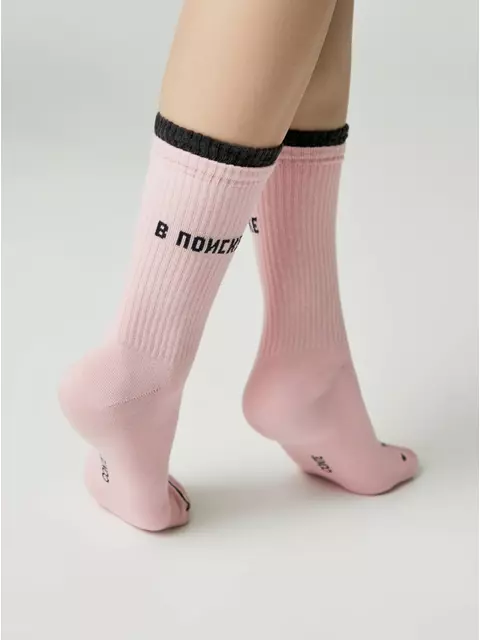 ​удлиненные женские носки с надписью «в поиске» active 602 светло-розовый, 22С-29СП, 39-41 (25-27), CONTE ELEGANT,  - 3