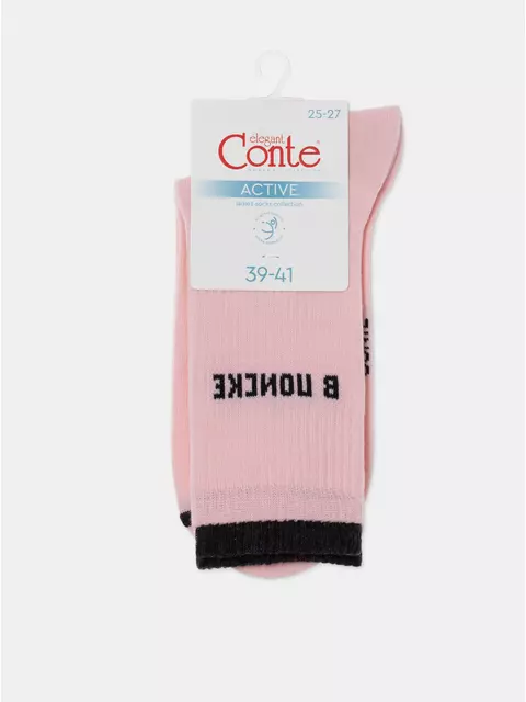 ​удлиненные женские носки с надписью «в поиске» active 602 светло-розовый, 22С-29СП, 39-41 (25-27), CONTE ELEGANT,  - 6