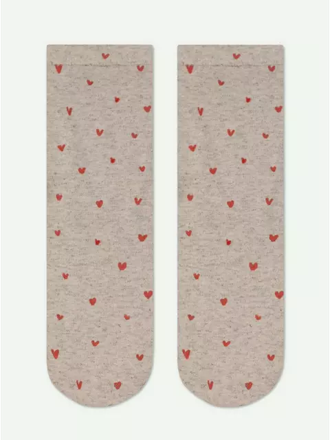 Носки женские с принтом из пряжи с хлопком и льном fantasy 561 бежевый, 20С-107СП, 36-39 (23-25), CONTE ELEGANT,  - 5