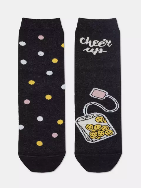 Женские хлопковые носки happy с рисунками 612 черный, 18С-227СП, 36-39 (23-25), CONTE ELEGANT,  - 5