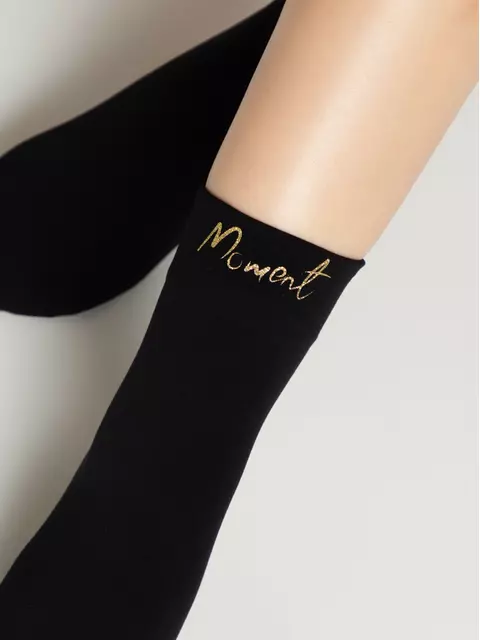 Матовые носки с сияющей термоаппликацией moment fantasy gold-nero, 24С-6СП, 36-38 (23-25), CONTE ELEGANT,  - 3