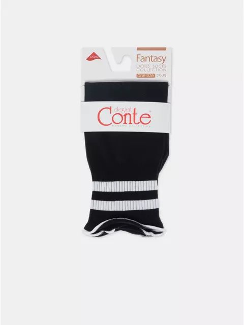Удлиненные носки с волнистой резинкой в полоску fantasy nero-bianco, 24С-7СП, 36-38 (23-25), CONTE ELEGANT,  - 8