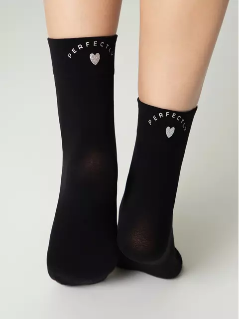 Матовые носки с сияющей термоаппликацией perfectly fantasy nero, 24С-5СП, 36-38 (23-25), CONTE ELEGANT,  - 4