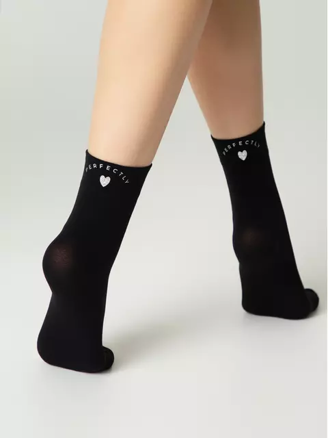 Матовые носки с сияющей термоаппликацией perfectly fantasy nero, 24С-5СП, 36-38 (23-25), CONTE ELEGANT,  - 6