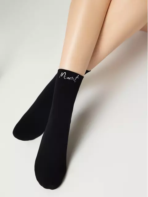 Матовые носки с сияющей термоаппликацией moment fantasy silver-nero, 24С-6СП, 36-38 (23-25), CONTE ELEGANT,  - 7