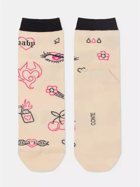 Носки женские happy с рисунками 605 бежевый, 17С-21СП, 36-39 (23-25), CONTE ELEGANT,  - 5